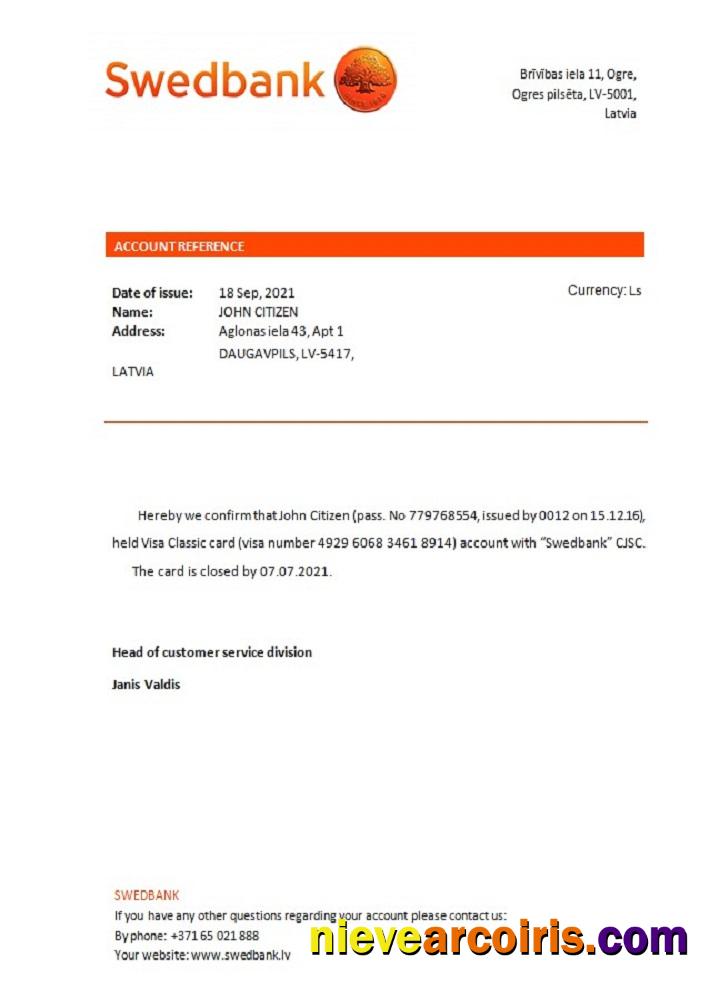Latvia Swedbank closure reference
